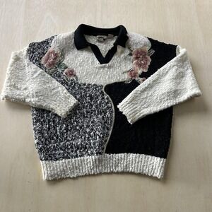 Vintage Separate Issue Sweater Womens 22 Multicolor Collared Floral Pullover